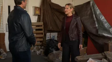 Trouve Leather Jacket worn by Sharon Newman (Sharon Case) as seen in The Young and the Restless on November 25, 2025