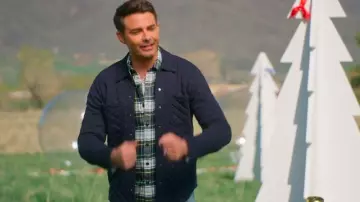Marine Layer Corbet Quilted Overshirt worn by Jonathan Bennett as seen in Finding Mr. Christmas (S02E05)