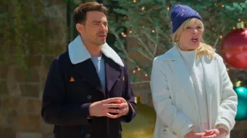 Scotch and Soda Izak Peacoat worn by Jonathan Bennett as seen in Finding Mr. Christmas (S02E05)