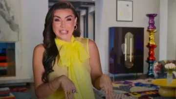 Sev Open Back Voile Top in Lima worn by Bronwyn Newport as seen in The Real Housewives of Salt Lake City (S06E11)