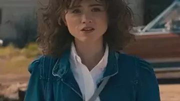 Stranger Things S05 Nancy Wheeler Denim Jacket worn by Nancy Wheeler (Natalia Dyer) as seen in Stranger Things (S05)