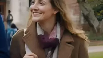 Poetic License 2025 Leslie Mann Brown Wool Coat worn by Liz Cassidy (Leslie Mann) in Poetic License