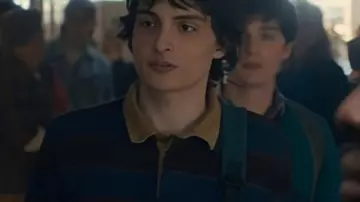 Stranger Things S05 Finn Wolfhard Striped Polo Shirt worn by Mike Wheeler (Finn Wolfhard) as seen in Stranger Things (S05)