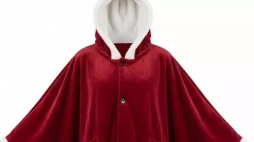 Women Red Hooded Christmas Poncho