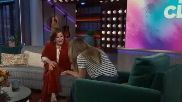 Zadig and Voltaire Pano Velvet Pants worn by Marcia Gay Harden as seen in The Kelly Clarkson Show on November 20, 2025