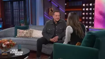 Frame Suede Trucker Jacket worn by Brendan Fraser as seen in The Kelly Clarkson Show on November 24, 2025