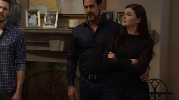 All Saints Aki Sheer Stripe Long Sleeve T-Shirt worn by Katie Logan (Heather Tom) as seen in The Bold and the Beautiful on November 21, 2025