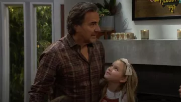 Polo Ralph Lauren Plaid Cotton Twill Button-Front Shirt in Khaki Wine Multi worn by Ridge Forrester (Thorsten Kaye) as seen in The Bold and the Beautiful on November 26, 2025