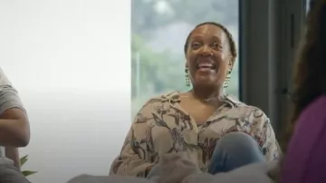 Prettylittlething Floral Print Sheer Blouse worn by Selena Martin as seen in Tiffany Haddish Goes Off (S01E01)