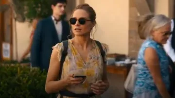 Zimmermann Dawning Flutter Midi-Dress worn by Iris Nixon (Niamh Algar) as seen in The Iris Affair (S01E01)