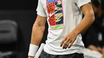 Team Europe White Shirt worn by Carlos Alcaraz in Magical Carlos Alcaraz Drop Shot Sends Everyone Wild! | Laver Cup 2025