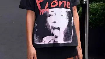 Black Graphic Tee worn by Tessa Thompson in Tessa Thompson promotes her iconic role playing Hedda Gabler in ‘Hedda!’ #tessathompson #style #nbc