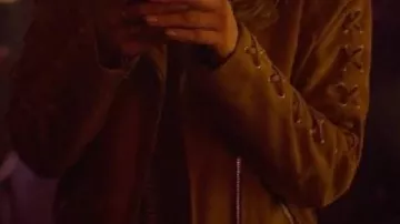 Brown Suede Jacket worn by Whitney (Lily James) in Swiped