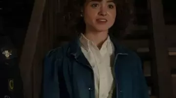 Stranger Things S05 Natalia Dyer Blue Denim jacket worn by Nancy Wheeler (Natalia Dyer) in Stranger Things (S05)