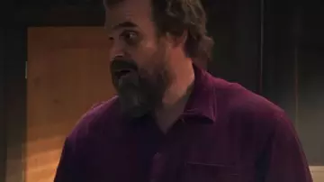 David Harbour Stranger Things S05 Purple Polo Shirt worn by Jim Hopper (David Harbour) in Stranger Things (S05)