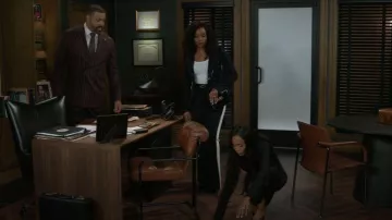 Smythe Tux Stripe Bootcut Pant worn by Naomi Hamilton(Arielle Prepetit) as seen in Beyond the Gates (S01E176)