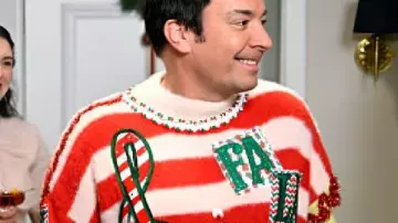 Tonight Show Jimmy Fallon Christmas Sweater worn by as seen in The Tonight Show Starring Jimmy Fallon
