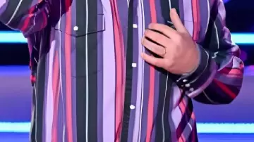 Purple and Black Striped Shirt worn by (Austin Gilbert) in The Voice