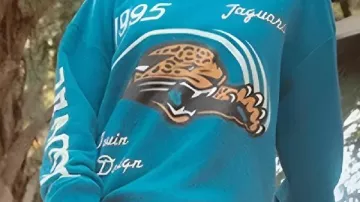 Sudadera de cuello redondo que lleva Travis Hunter en SEMANA 13 | Jacksonville Jaguars vs Tennessee Titans | Melhores Momentos | NFL 2025