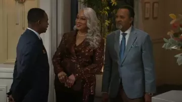 L'Agence Jordana Wrap Belted Blazer worn by Anita Dupree (Tamara Tunie) as seen in Beyond the Gates (S01E179)