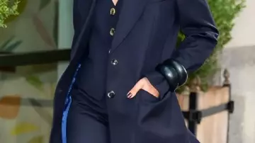 Navy Blue Blazer worn by Tessa Thompson in Tessa Thompson on Halloween Costume Dilemma, Throwing Parties at Her House & New Film Hedda