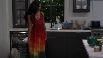 Vestido de Alice + Olivia Lauren con corbata de cristal que lleva Dani Dupree (Karla Cheatham Mosley) como se ve en Más allá de las puertas (S01E179)