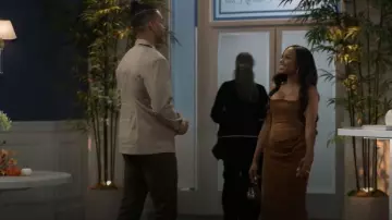 House of CB Persephone Strapless Corset Satin & Velvet Gown worn by Hayley Lawson (Marquita Goings) as seen in Beyond the Gates (S01E179)