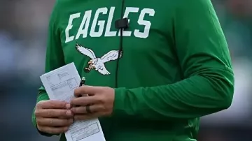 Eagles vs Giants Green Hoodie worn by Nick Sirianni in Coach Sirianni speaks to the team after their win over the Giants #shorts