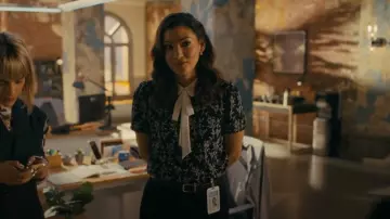 Cece Floral Embroidered Bow Collar Top worn by Dr. Sasha Lubbock (Inga Schlingmann) as seen in Watson (S02E07)