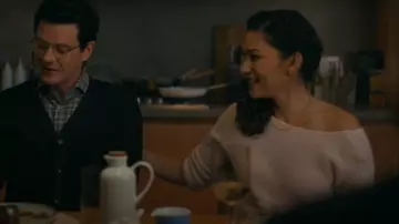 Reiss Laylah One Shoulder Sweater worn by Dr. Sasha Lubbock (Inga Schlingmann) as seen in Watson (S02E07)