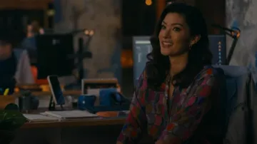 Apny Print Tassel Split Neck Chiffon Top worn by Dr. Sasha Lubbock (Inga Schlingmann) as seen in Watson (S02E07)