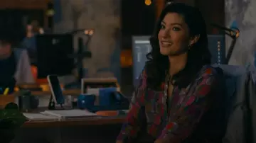 Apny Print Tassel Split Neck Chiffon Top worn by Dr. Sasha Lubbock (Inga Schlingmann) as seen in Watson (S02E07)