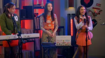 Marques Almeida + Net Sustain Rem'ade Patchwork Jacquard Pants In Blue worn by Tulip (Ruby Marino) as seen in Electric Bloom (S01E12)