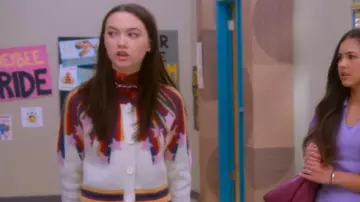 Cinq a Sept Falling Poppies Shirred Mesh Turtleneck worn by Tulip (Ruby Marino) as seen in Electric Bloom (S01E12)