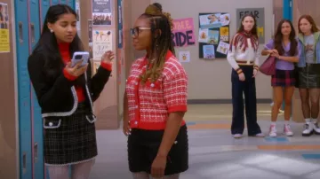 Pantalones cortos de tweed aqua usados por Shelly Sharp (J'Adore Elizabeth) como se ven en Electric Bloom (S01E12)