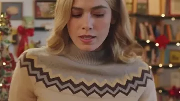 Christmas on Every Page Rosemary Beige Sweater worn by (Rose Reid) as seen in Christmas on Every Page