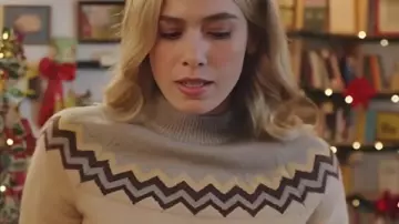 Christmas on Every Page Rosemary Beige Sweater worn by (Rose Reid) as seen in Christmas on Every Page