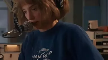 Navy Graphic Sweater worn by Robin Buckley (Maya Hawke) as seen in Stranger Things (S05)