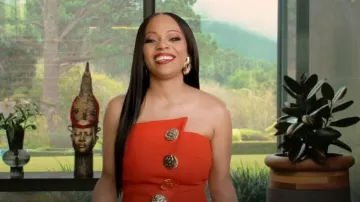 Baddie Strapless Jumpsuit with Gold Buttons worn by Sparkle Clark as seen in Tiffany Haddish Goes Off (S01E03)