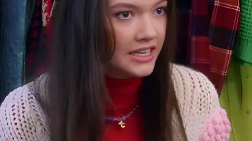 Electric Bloom Ruby Marino Colorful Grape Cardigan worn by Tulip (Ruby Marino) as seen in Electric Bloom (S01)