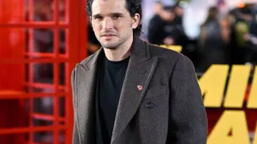 The Family Plan 2 Premiere Kit Harington Brown Coat worn by Aidan (Kit Harington) in The Family Plan 2
