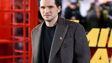 The Family Plan 2 Premiere Kit Harington Brown Coat worn by Aidan (Kit Harington) in The Family Plan 2