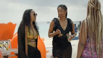 Jumisee Rave Holographic Snakeskin Wrap Swimsuit worn by Sparkle Clark as seen in Tiffany Haddish Goes Off (S01E06)