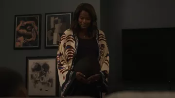 Bel Kazan Long-Sleeve Graphic Tie-Belt Top worn by Vivian Banks (Cassandra Freeman) as seen in Bel-Air (S04E05)