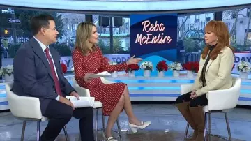 Jimmy Choo Diamond Tilda 85mm Leather Pumps worn by Savannah Guthrie as seen in Today on December 1, 2025