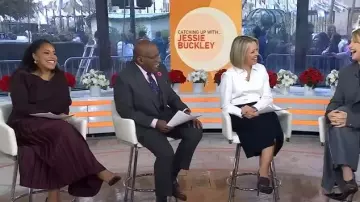 Reiss Savannah Pleated Midi Skirt worn by Sheinelle Jones as seen in Today on  December 1, 2025