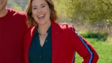 Finding Mr Christmas S02 Ashley William Side Stripe Coat (Ashley Williams) in Finding Mr. Christmas