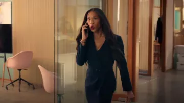 Tahari ASL Belted Asymmetric Jacket Skirt Suit worn by Sofia (Mj Rodriguez) as seen in Loot (S03E09)