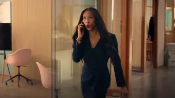 Tahari ASL Belted Asymmetric Jacket Skirt Suit worn by Sofia (Mj Rodriguez) as seen in Loot (S03E09)