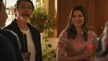 Nic+Zoe Spacedye Tuck Stitch Sweater Tee worn by Barb Trosper (Lake Bell) as seen in The Chair Company (S01E06)